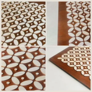 Aesthetic Batik Motif Wall Decoration Rectangular Woodennatural